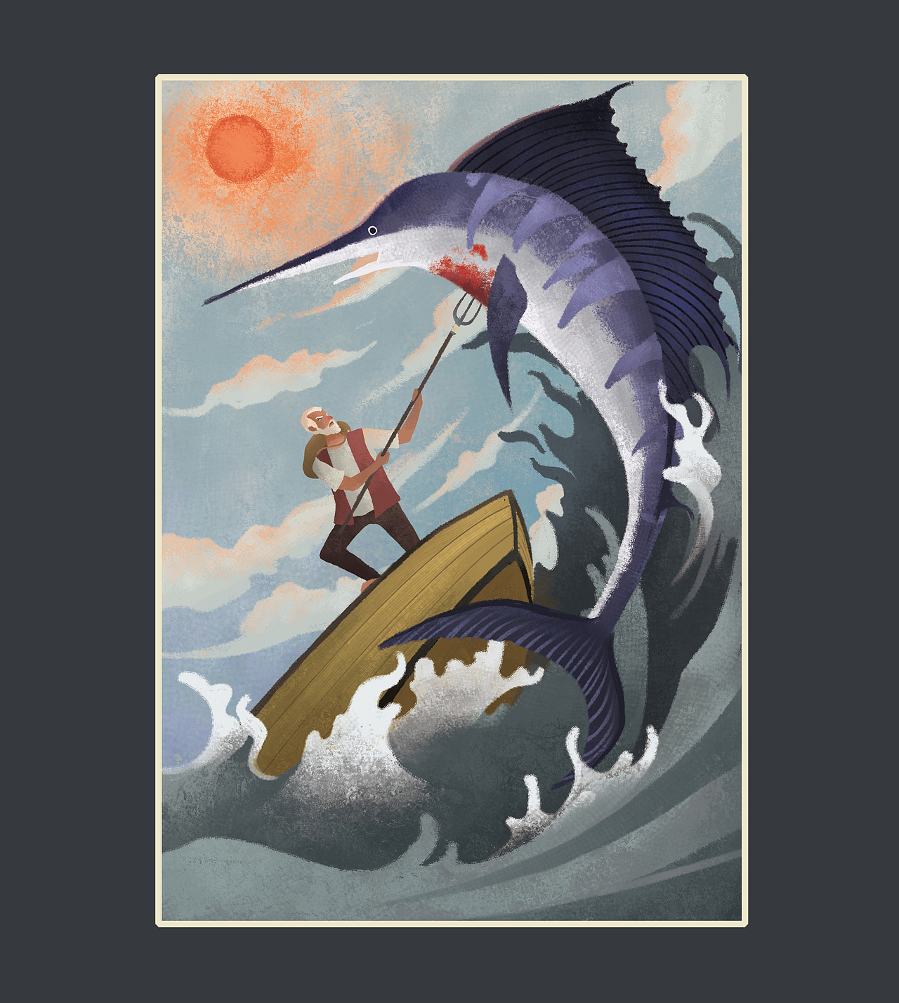 老人与海百词斩阅读计划罗雨舒插画