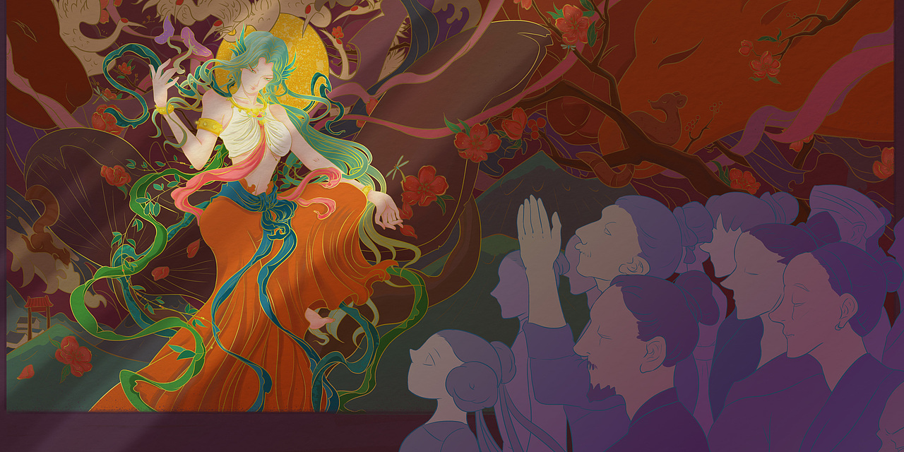 《楚辞 九歌 山鬼》插画过程解析（图ZMjU4NTk4MTA4） - 创作习作 - 站酷设计师图南南的杂货铺原创素材 - 站酷ZCOOL