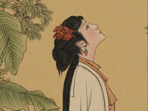 仿古工笔仕女图《长相思》
