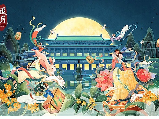 中秋节包装插画