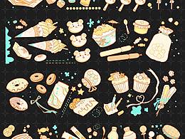 甜食小物和紙膠帶