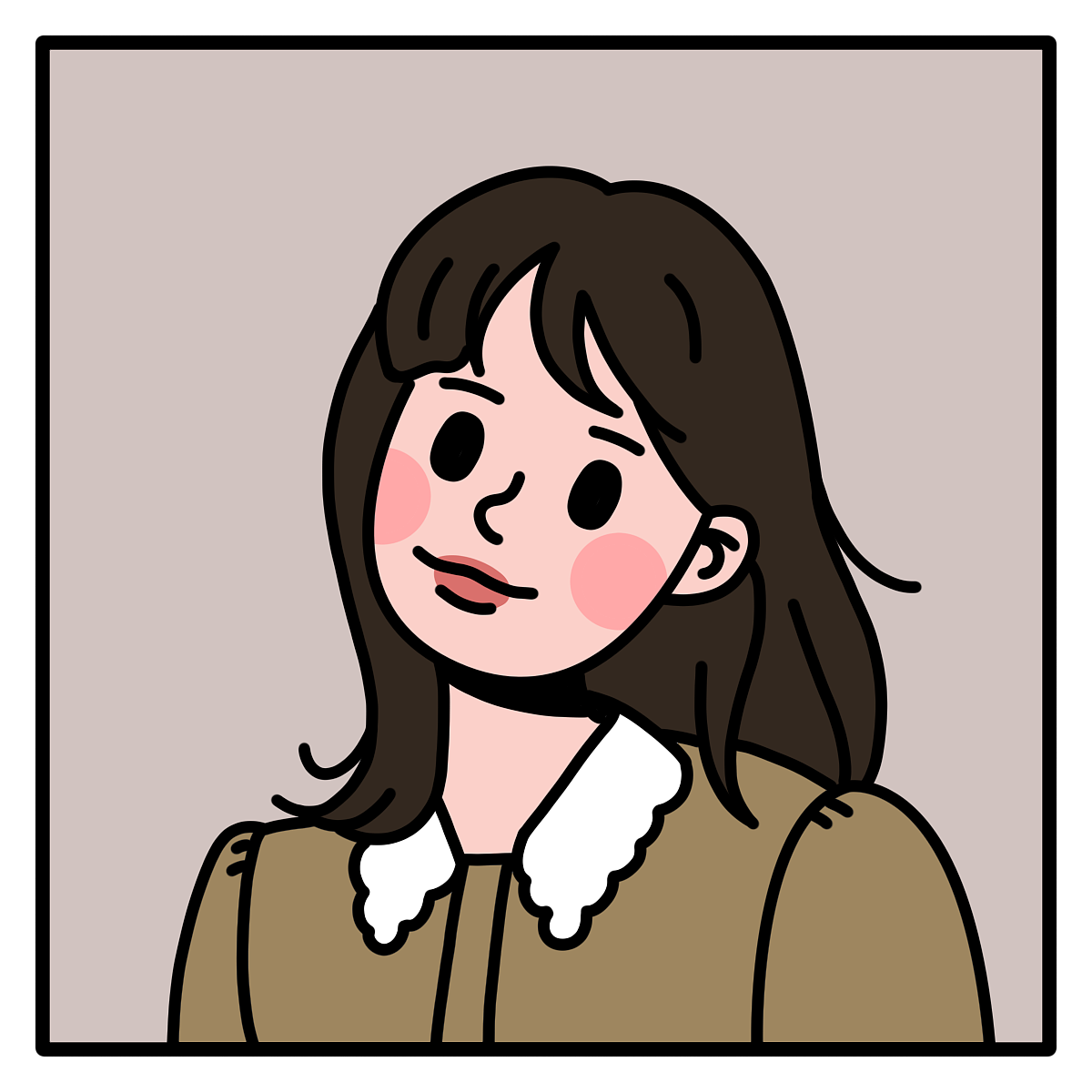 线条风格卡通女孩头像