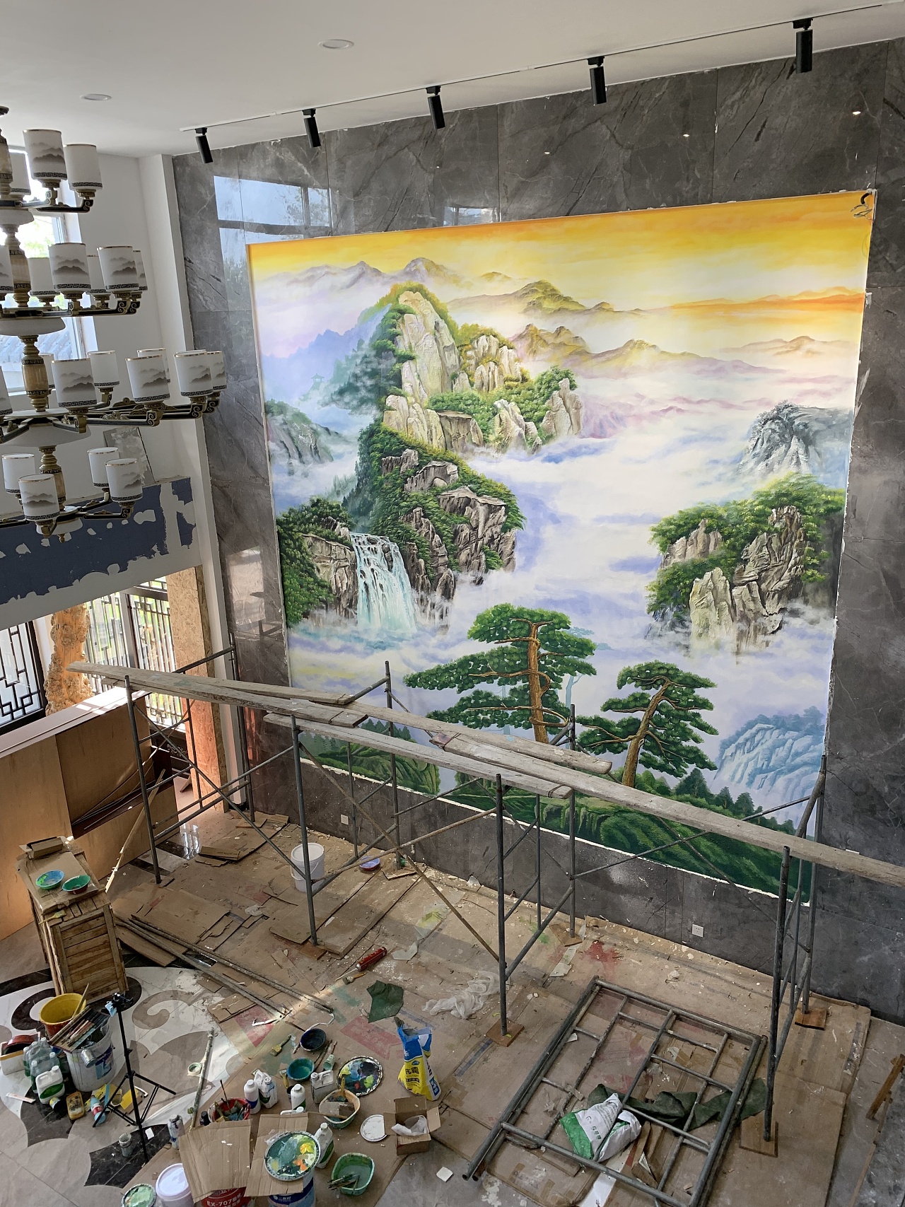 手绘浮雕山水画|纯艺术|绘画|墙绘师路川 - 临摹作品 - 站酷 (zcool)