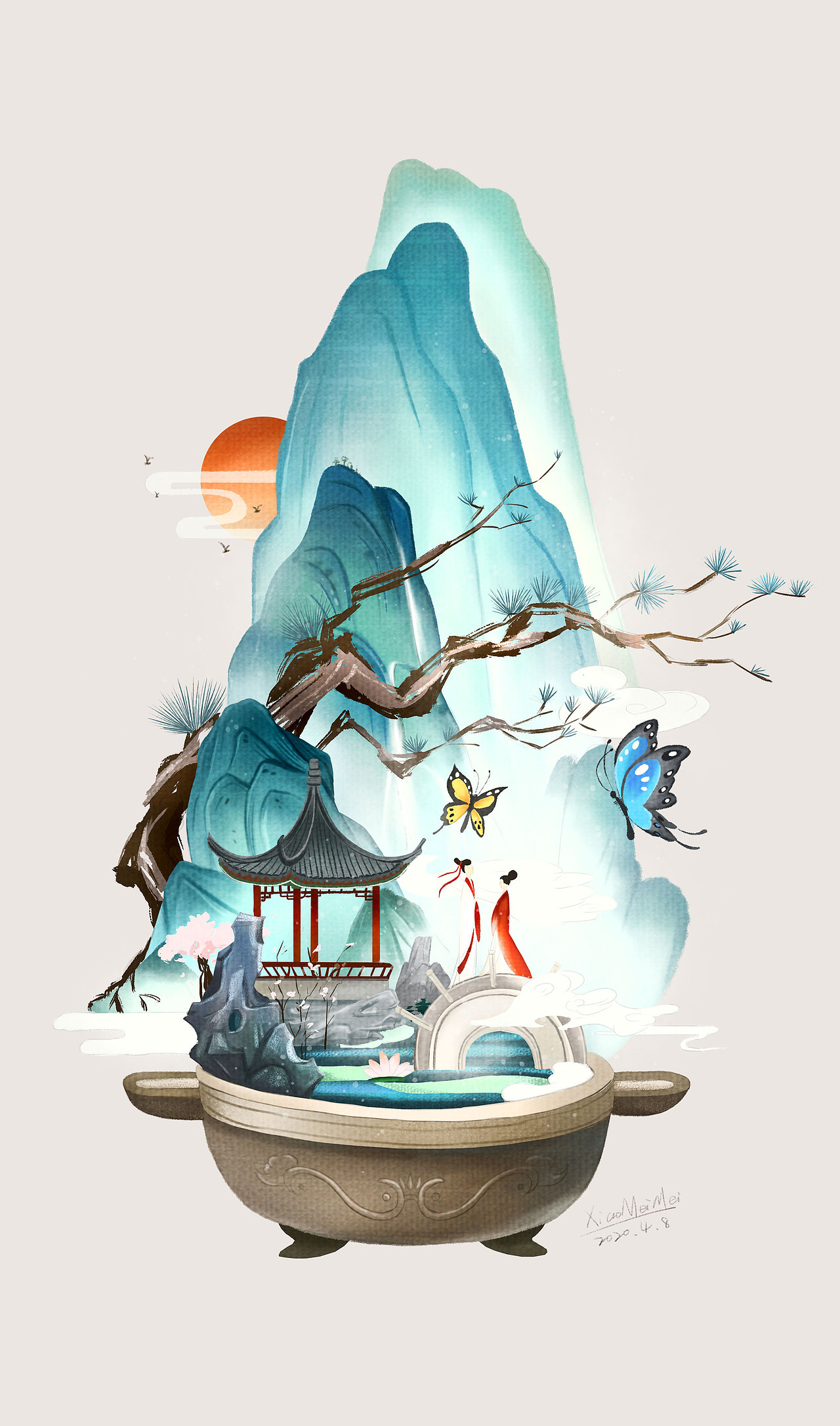 国风插画《梁祝》