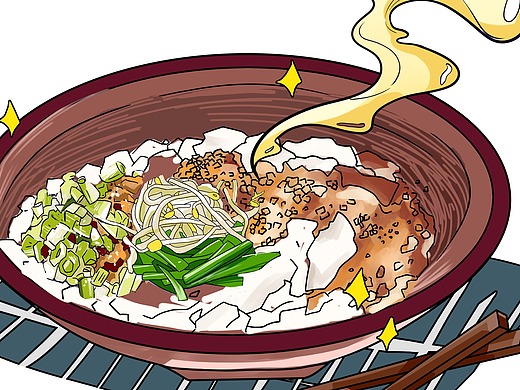 云南美食系列插画-豆花米线