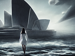 #AI创作实验室#秋日余晖白衣女孩太空有飞船