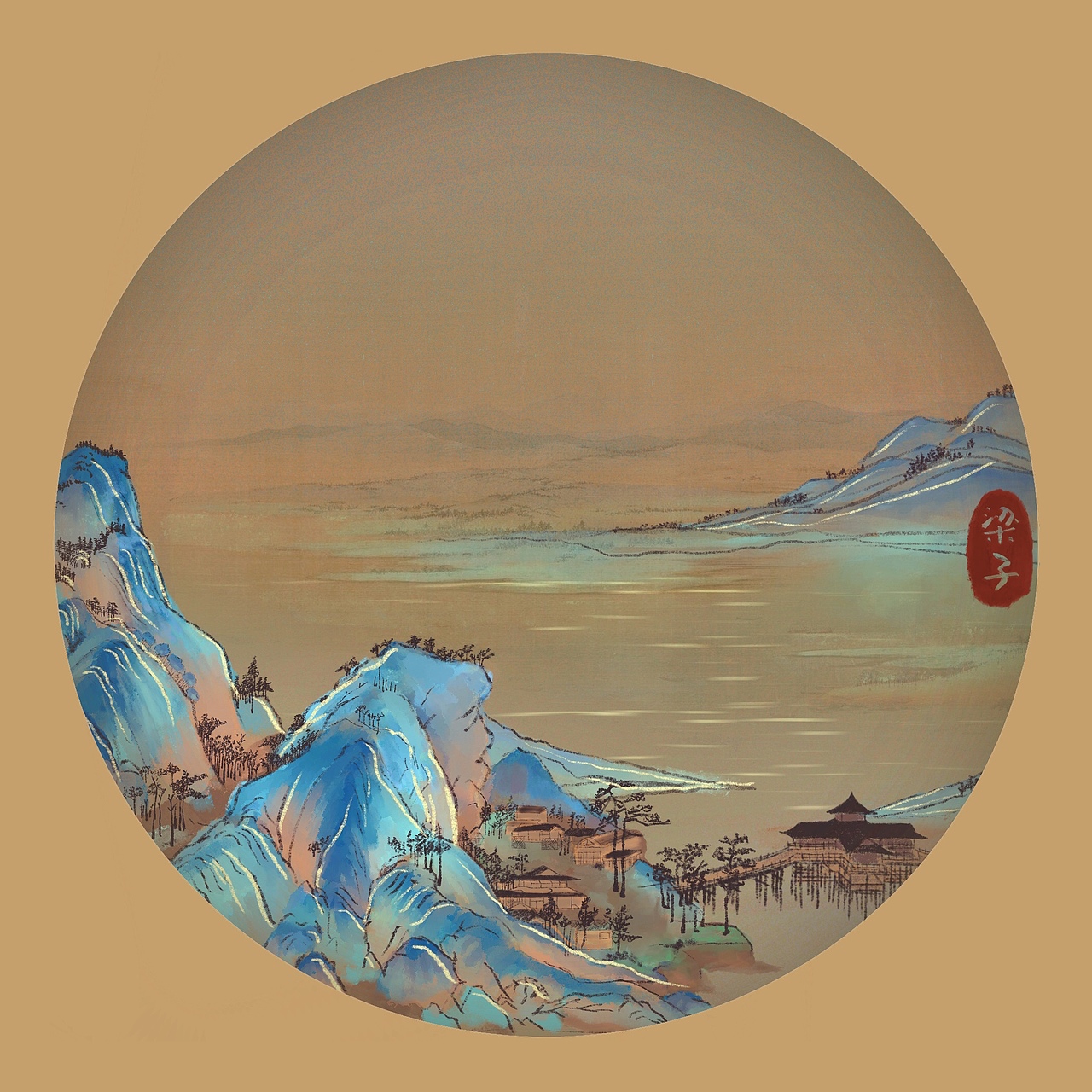 临摹《千里江山图》一角（图ZMjAzNTQ0MjIw） - 创作习作 - 站酷设计师奔跑的小梁同学原创素材 - 站酷ZCOOL