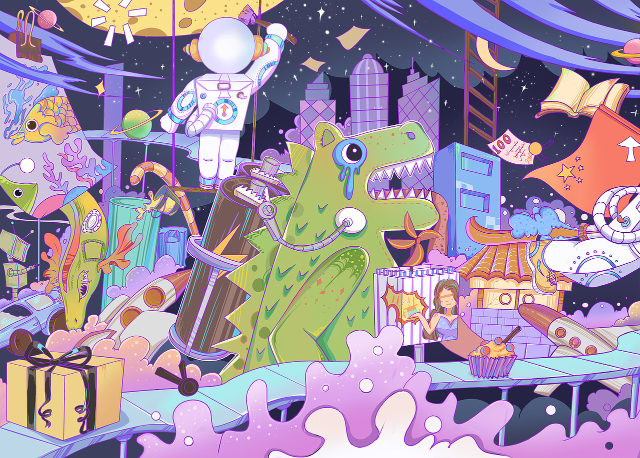 《随时间旅行》（图ZMjU1OTA5NjA0） - 商业插画 - 站酷设计师九10斤原创素材 - 站酷ZCOOL