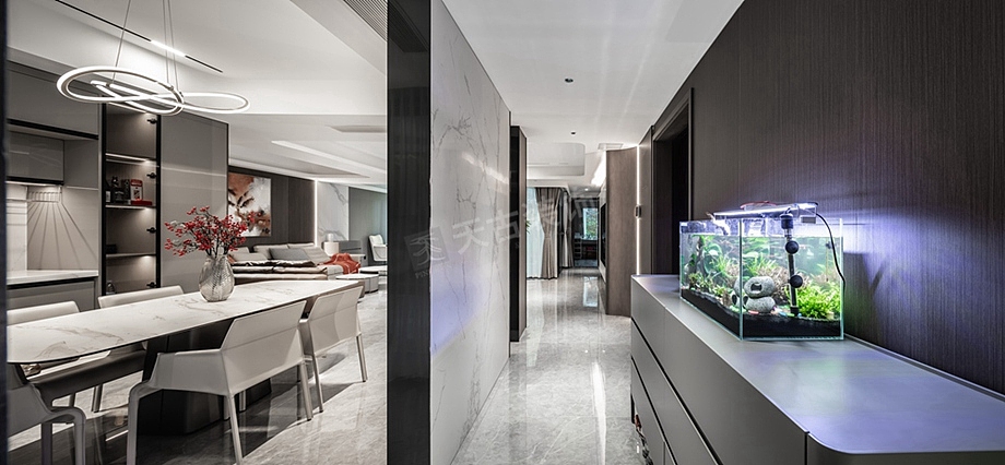 龙湖九里晴川揽境装修案例,现代轻奢大平层完工实景图