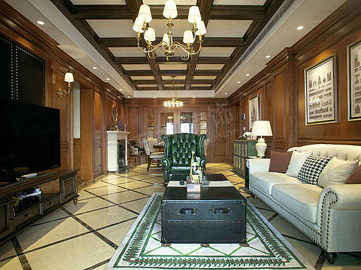 保利山庄海棠花园洋房装修案例-保利山庄美式风格设计