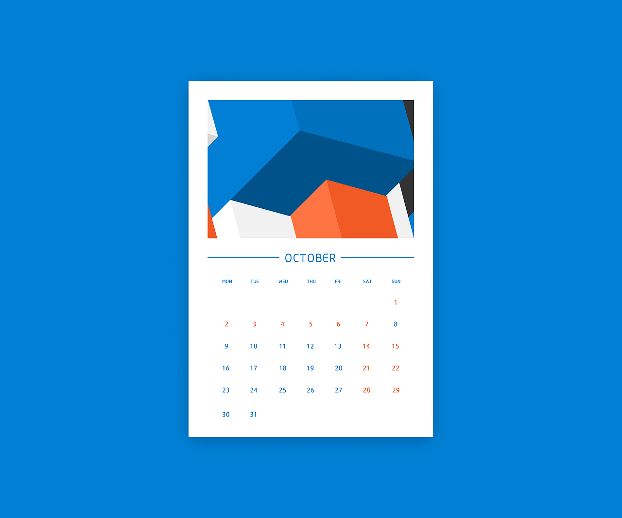 A Simple Geometry Calendar for 2017