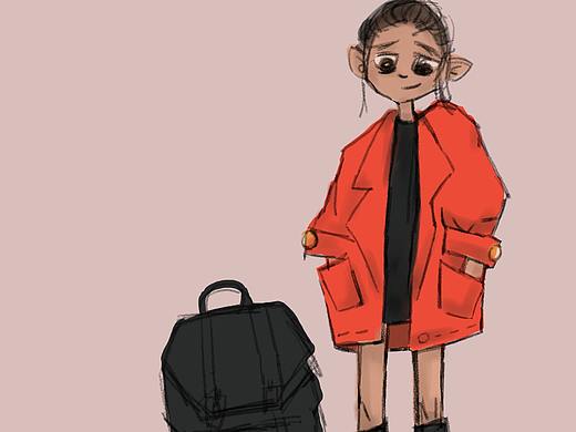 板绘—红大衣旅行者（个人主页-ZNTQzMDk2Mjg=） - 艺术插画 - 站酷设计师星野天狼原创素材 - 站酷ZCOOL