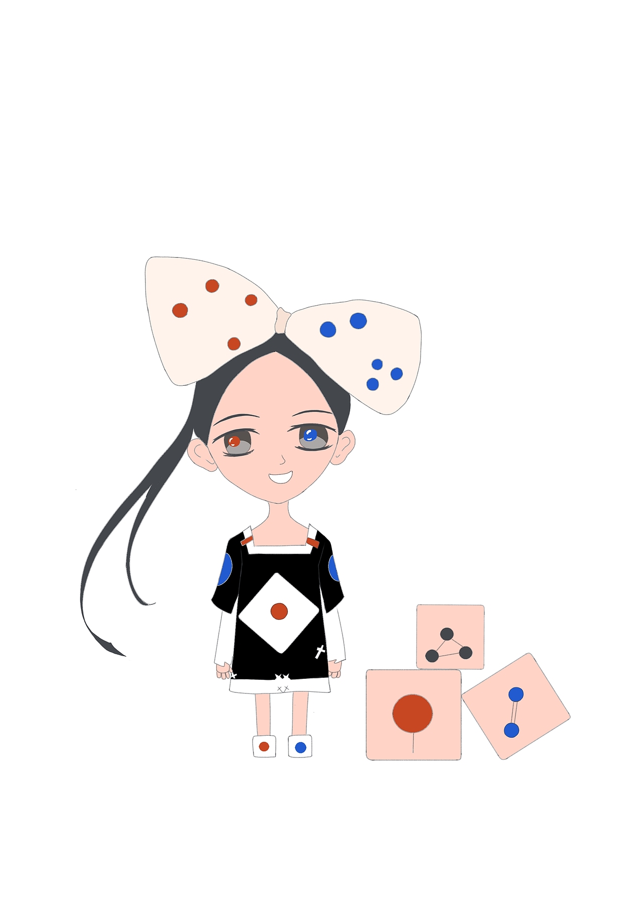 原创oc 头上戴着大蝴蝶结的女孩