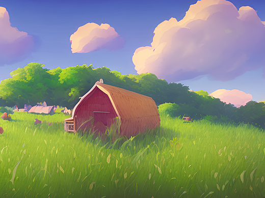 #站酷梦笔#农场,小猪,栅栏,农民,草原,动漫风