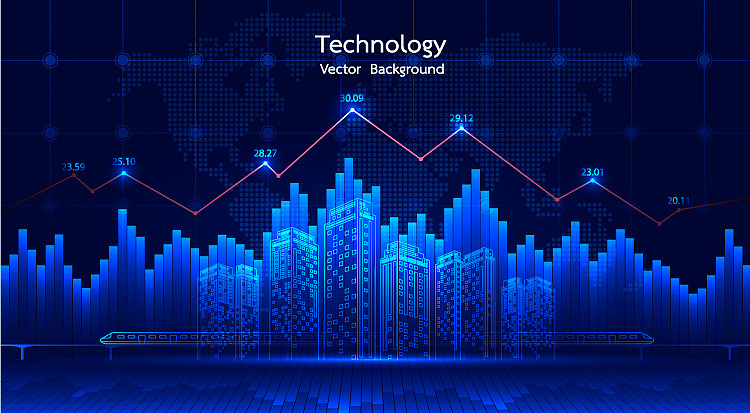 大数据金融科技房产分析模型走势主视觉KV背景海报设计