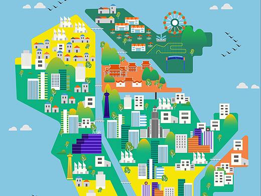 扁平化城市插画
