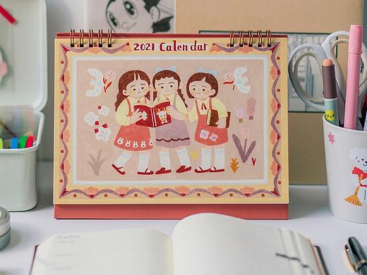 和百词斩合作的2021年手绘插画台历