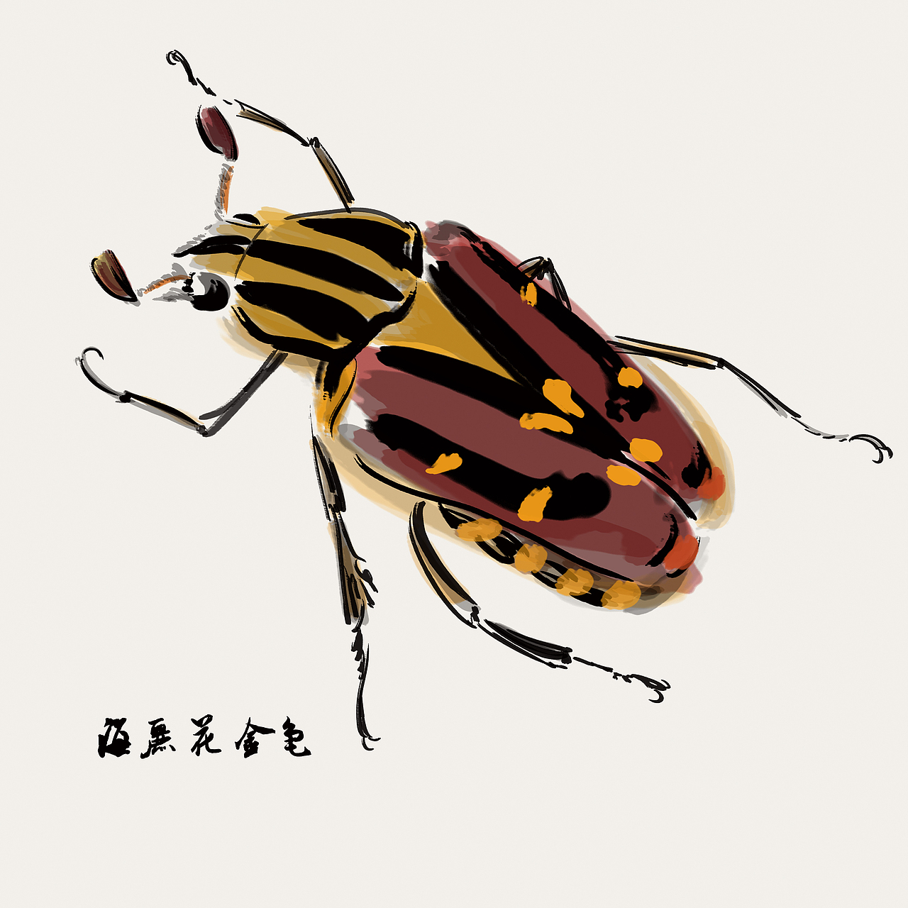 100张水墨甲虫