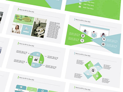 浅绿淡蓝双色商务汇报咨询动态PPT模版