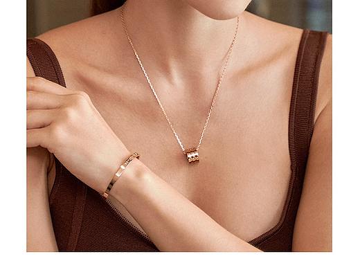 工美博物馆新款钻石开口手镯天然真钻玫瑰金手环情侣