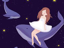 每日一畫11.24【晚安，鯨魚女孩~】