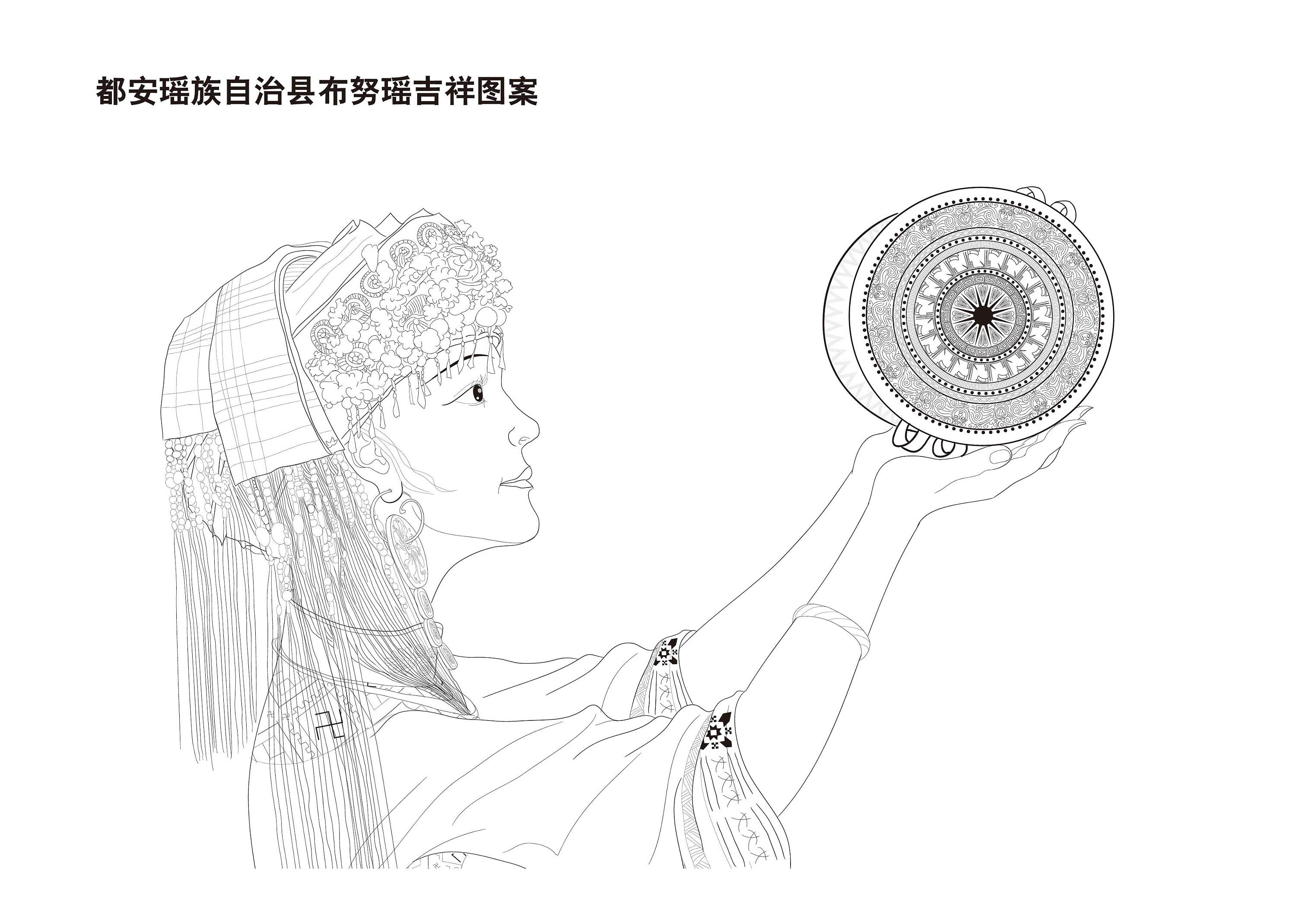 密洛陀人物设计--铜鼓加密洛陀侧面头像图案设计与作品创作思路