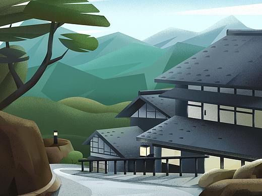 风景噪点插画