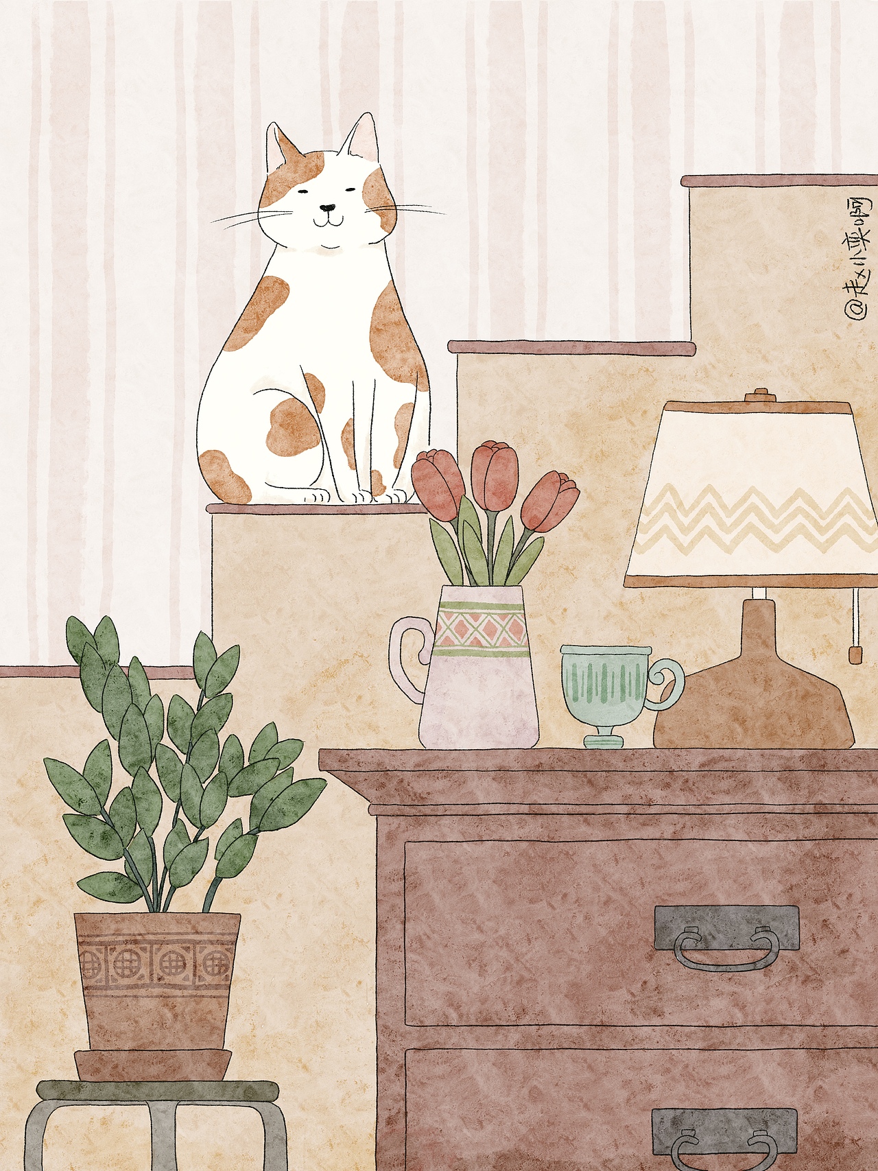 《猫咪与植物》系列插画完成