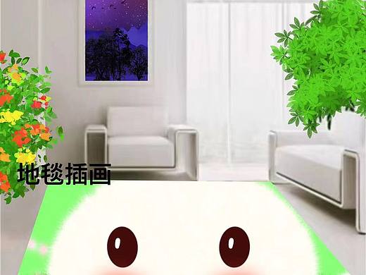 原创印花图案 精灵小白图一 插画包装设计样机图