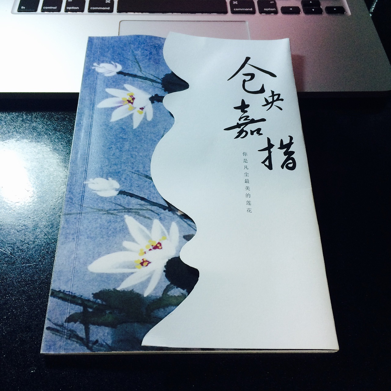 《仓央嘉措》书籍装帧封面--底层采用水墨荷花彩绘，附上一层荷叶边，呼应“你是凡尘最美的莲花”主题。