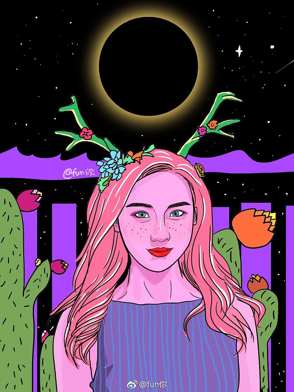 星座与月光（图ZOTkyNTU1ODg=） - 商业插画 - 站酷设计师fun你原创素材 - 站酷ZCOOL