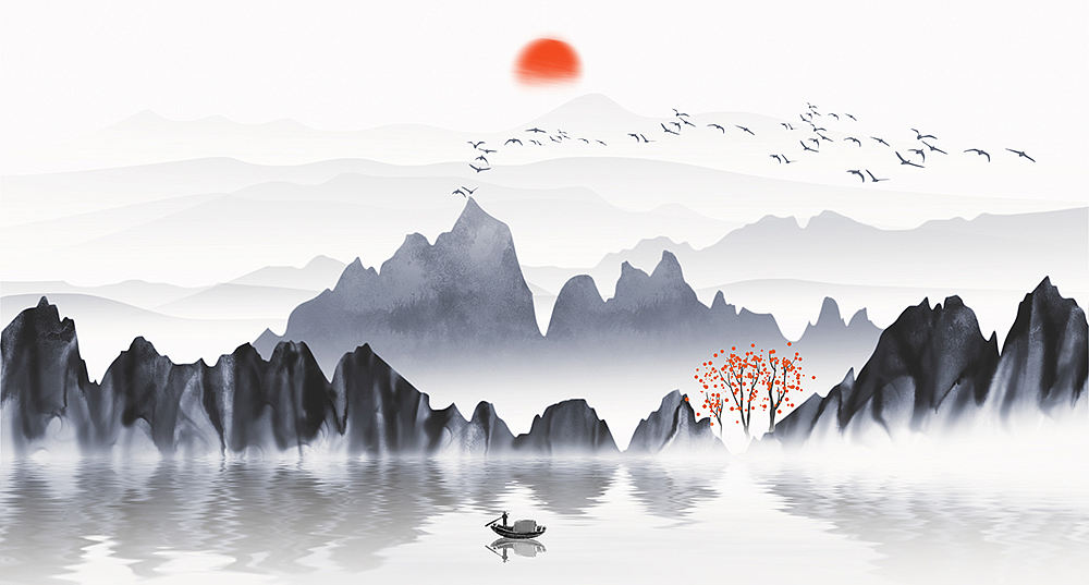意境简约山水画（图ZMTk3NTAwMjcy） - 商业插画 - 站酷设计师心灵艺坊原创素材 - 站酷ZCOOL