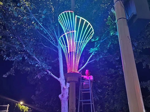 七彩渐变路灯杆装饰-七彩渐变色景观路灯杆装饰