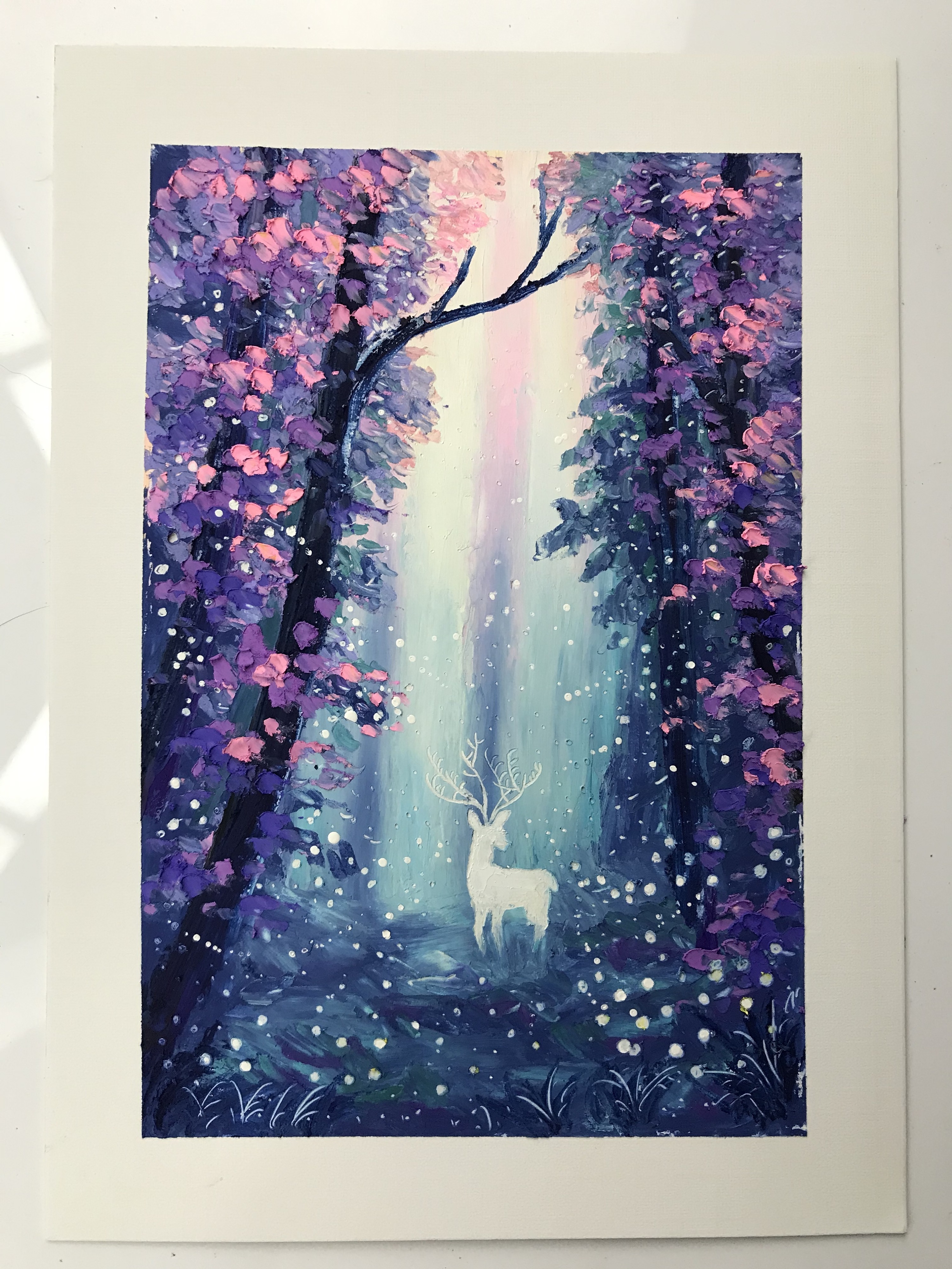 油画棒|林深见鹿 油画棒绘画步骤图