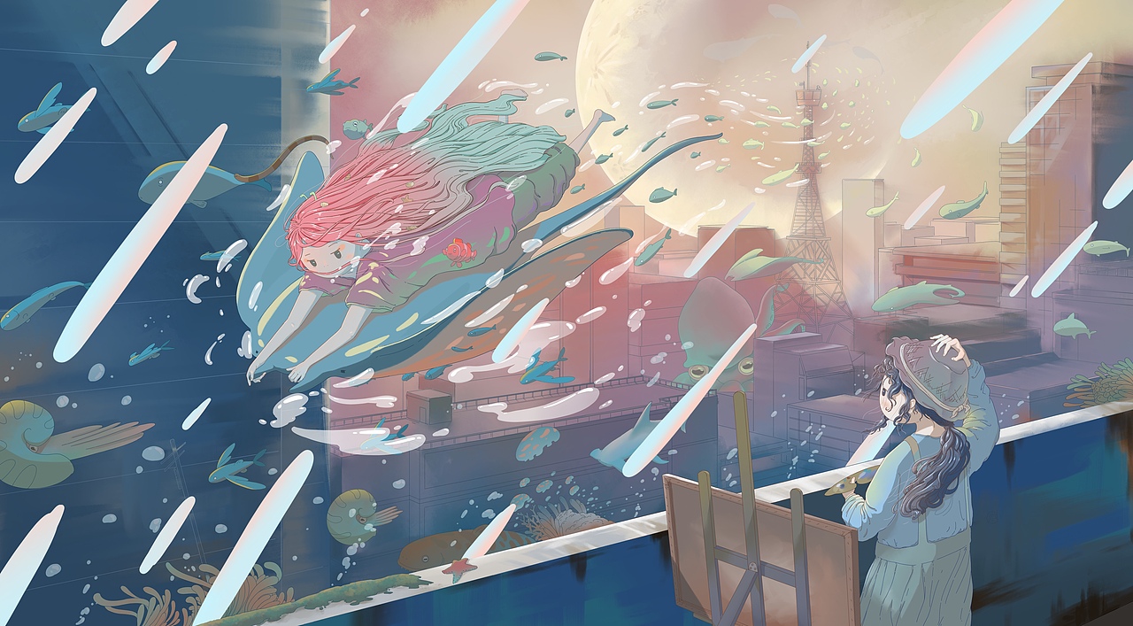 阳光、空气和水（图ZMjUwOTgxMTE2） - 艺术插画 - 站酷设计师四方不二原创素材 - 站酷ZCOOL