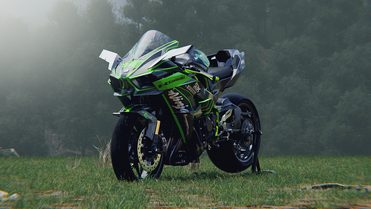 川崎kawasaki ninja h2r - blender渲染