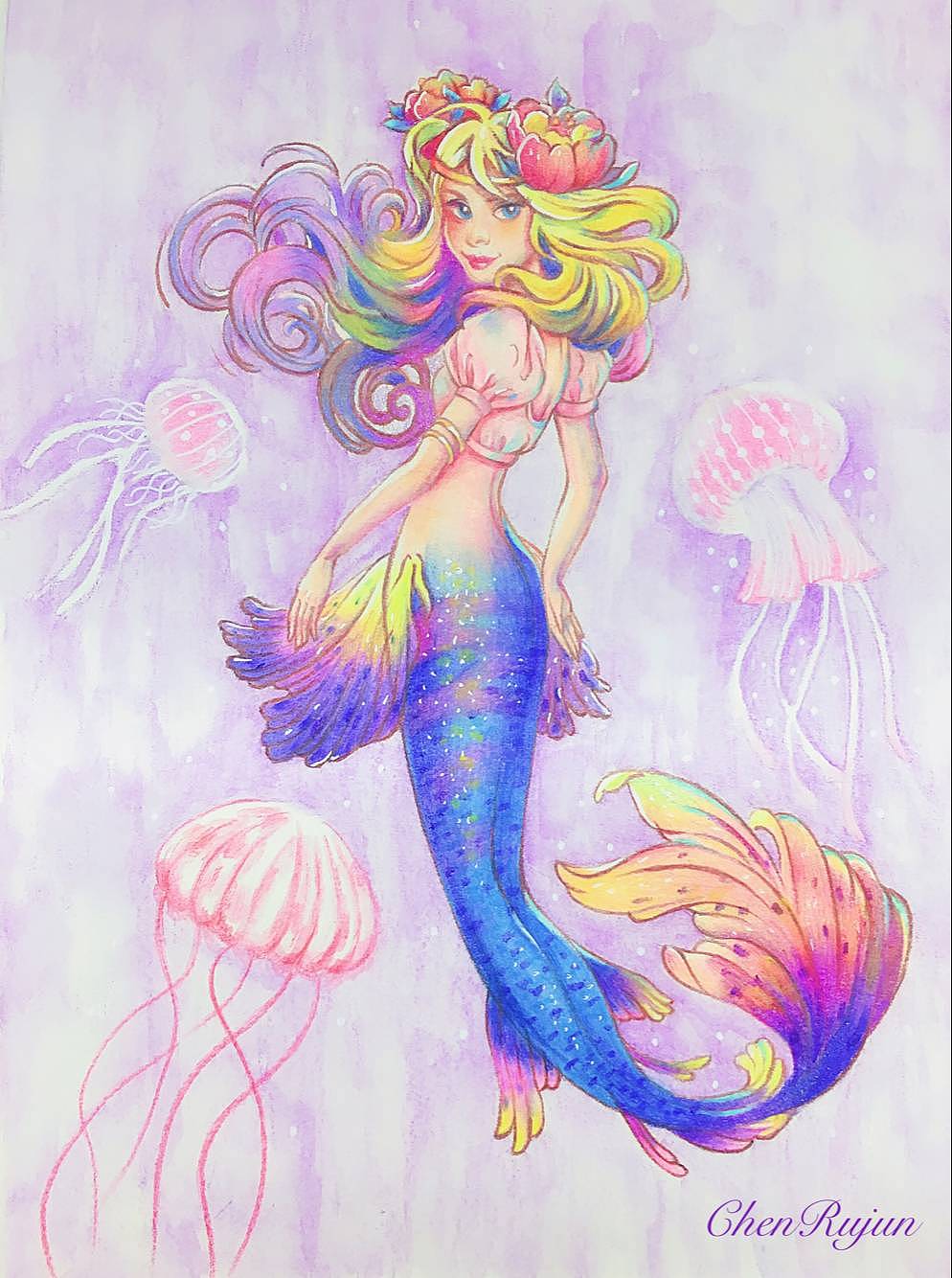 彩铅插画——美人鱼