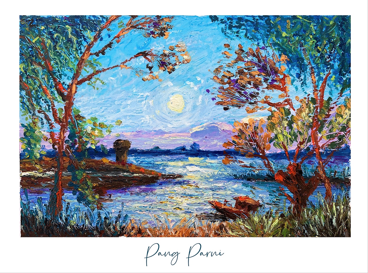 油画棒 | 《海边落日余晖》