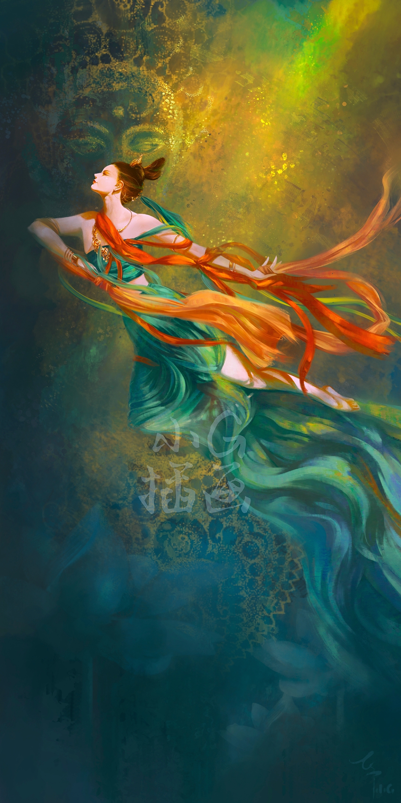 敦煌飞天（图ZMjcyNzQ0NDgw） - 艺术插画 - 站酷设计师小G在画什么原创素材 - 站酷ZCOOL