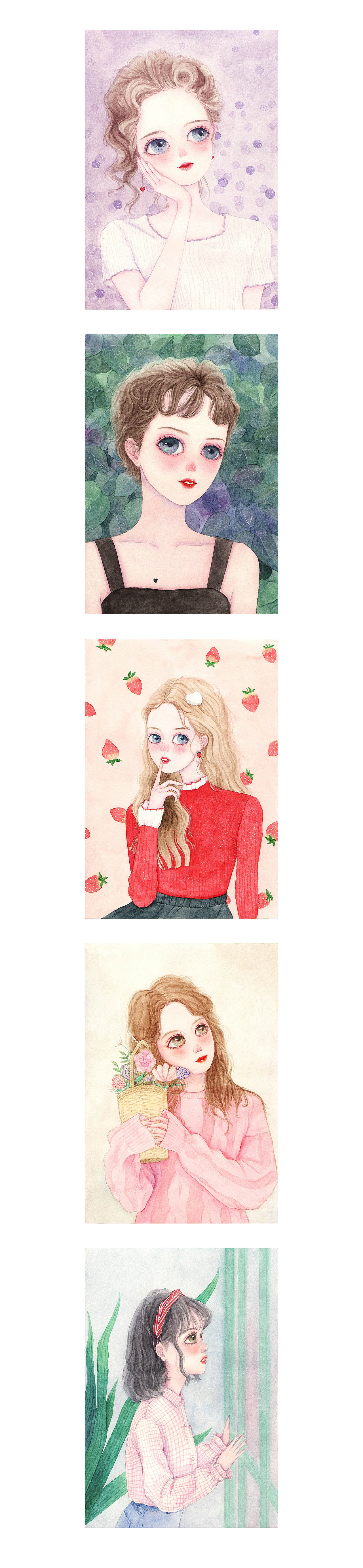 100幅水彩人物  元气美少女100/1-5