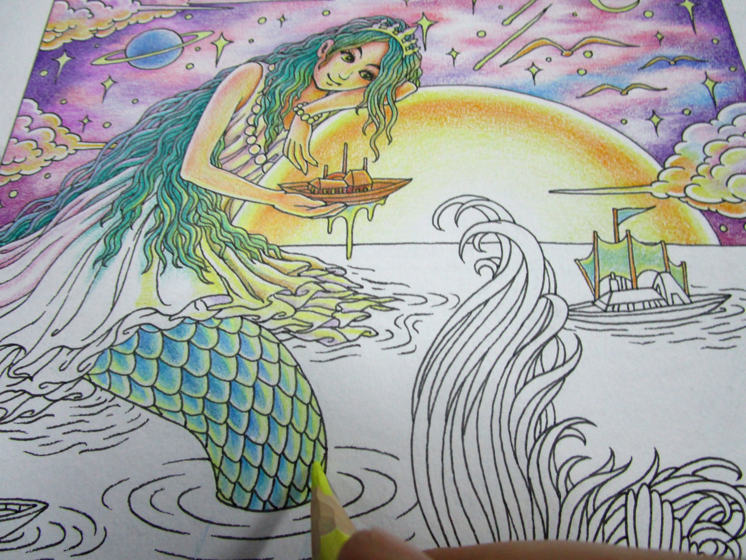 海的女儿彩铅画图片