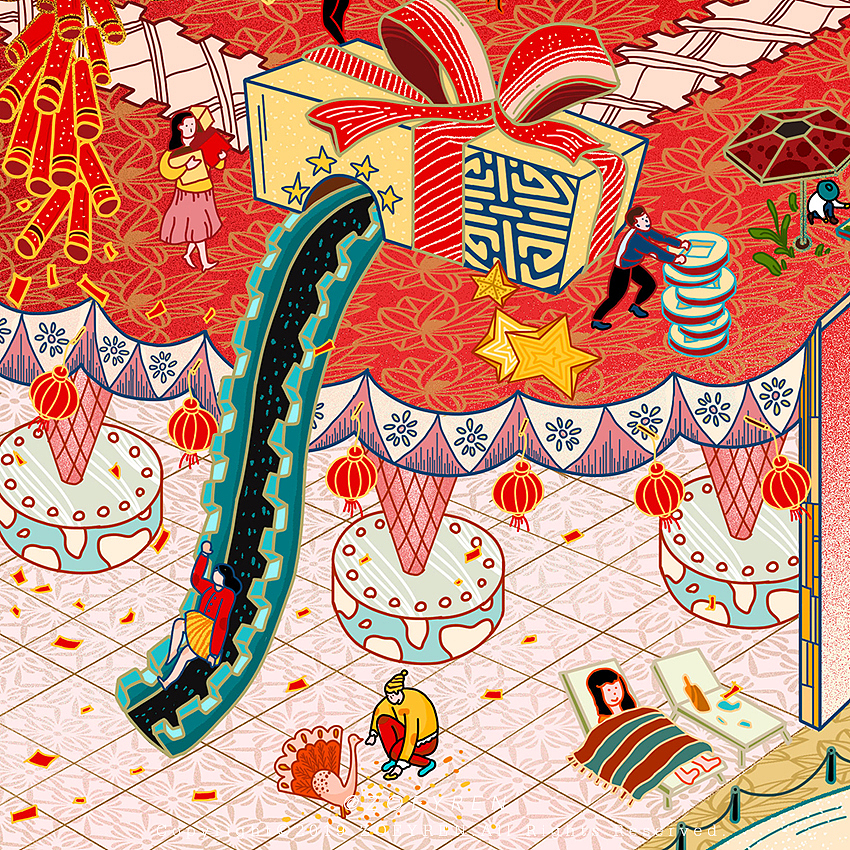 华贸中心 X 猪年新春KV及产品（图ZMjEwMDQxMDU2） - 商业插画 - 站酷设计师ZoeyRen原创素材 - 站酷ZCOOL