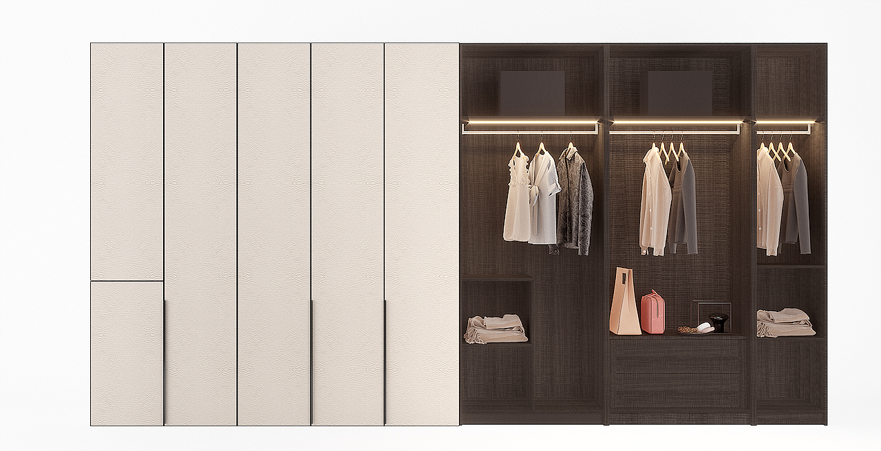 定制家具移门衣柜、开门折叠门衣柜及衣帽间产品效果图