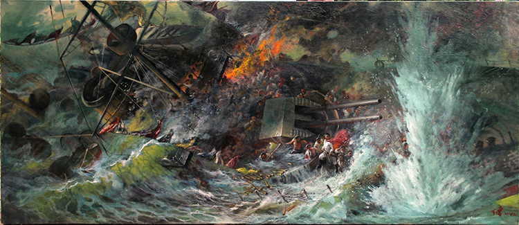 油画作品《甲午海战》