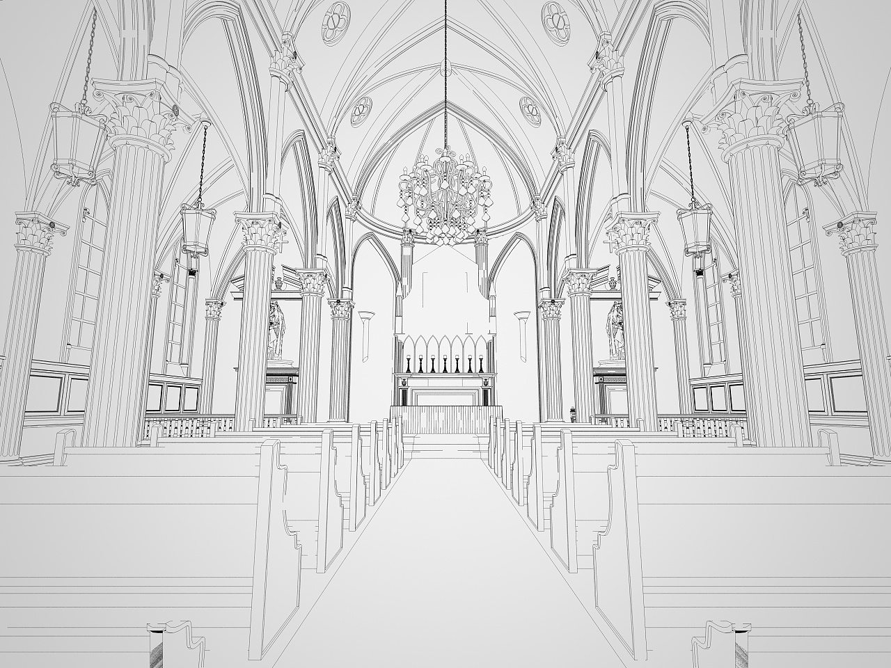 教堂线稿绘画                  收藏 0