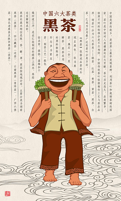 属后(全)发酵茶,黑茶采用的原料较粗老,形态多为紧压茶,制茶工艺一般