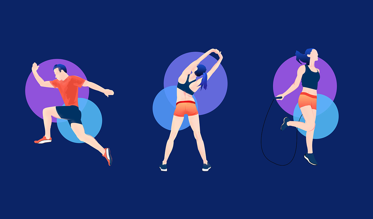 运动app引导页插画（图ZMTE4Njc3MzA0） - 闪屏/壁纸 - 站酷设计师隔壁牛牛原创素材 - 站酷ZCOOL