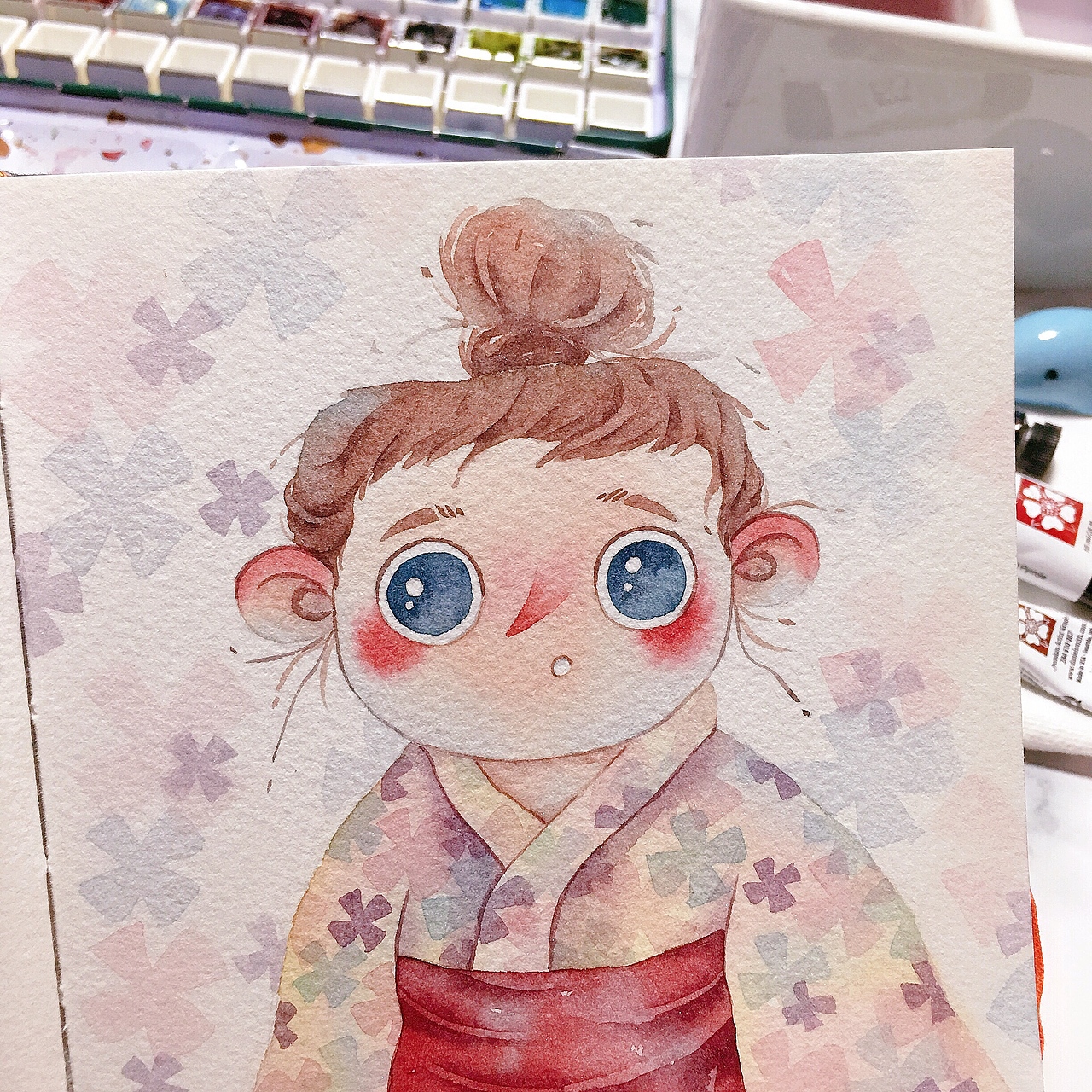 手绘水彩儿童插画