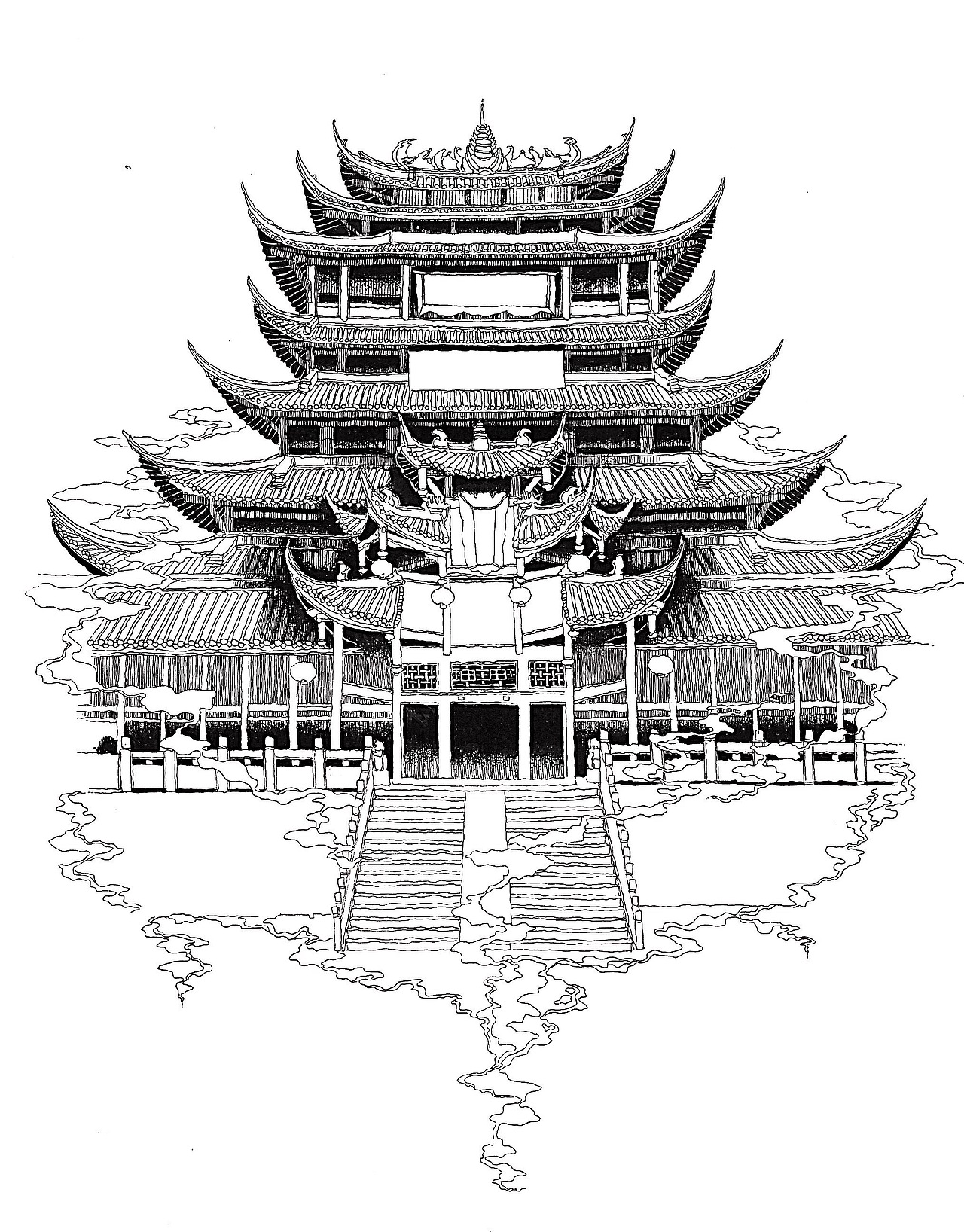 始建是在明朝,最后一次重建是在民国,让我想起了敦煌莫高窟的攒尖顶九