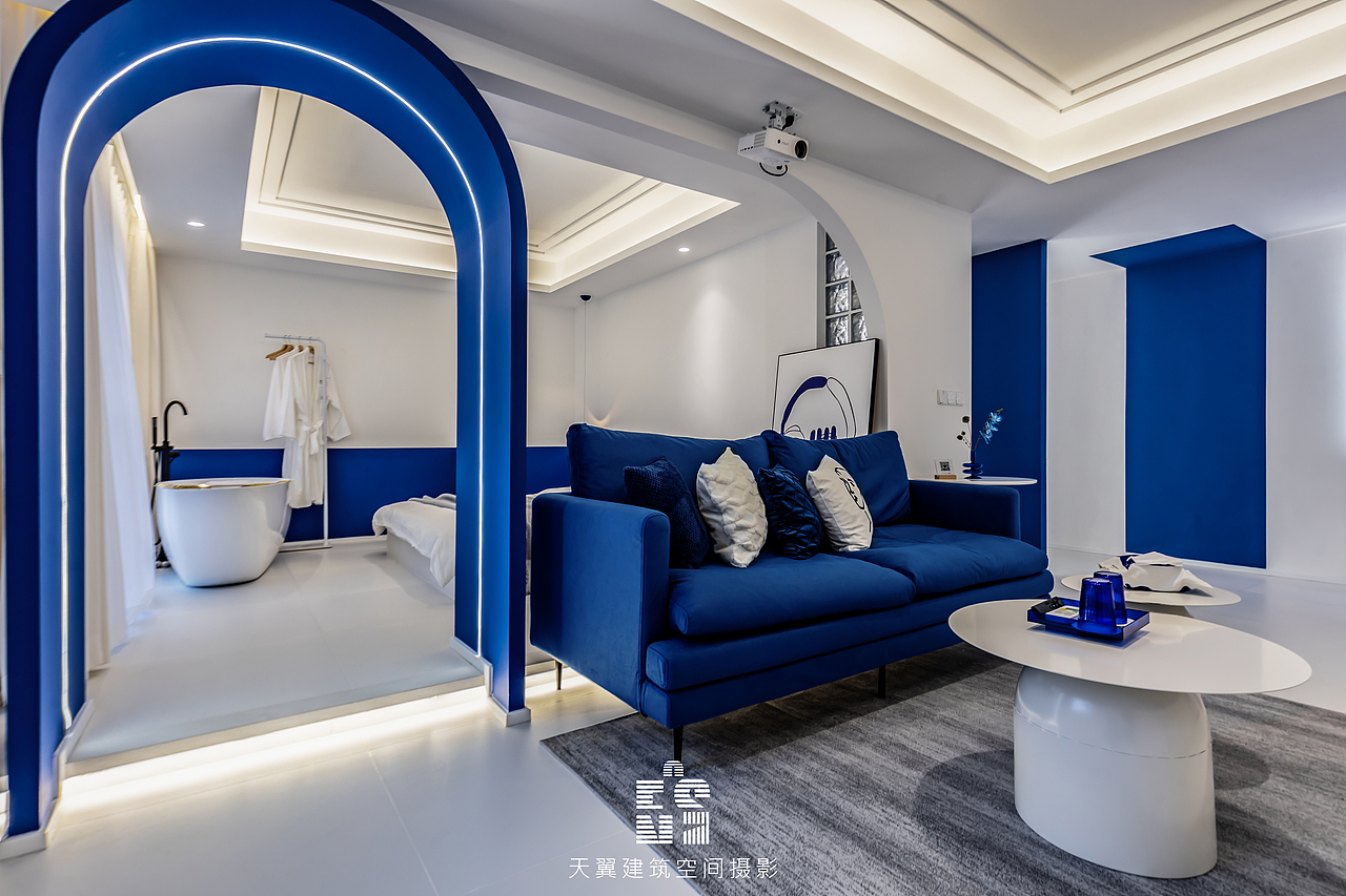 民宿摄影丨峨眉山《克莱因蓝》（图ZMjc5Njk4NjU2） - 环境/建筑摄影 - 站酷设计师天翼建筑空间摄影原创素材 - 站酷ZCOOL